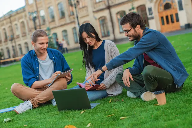 Students in a field